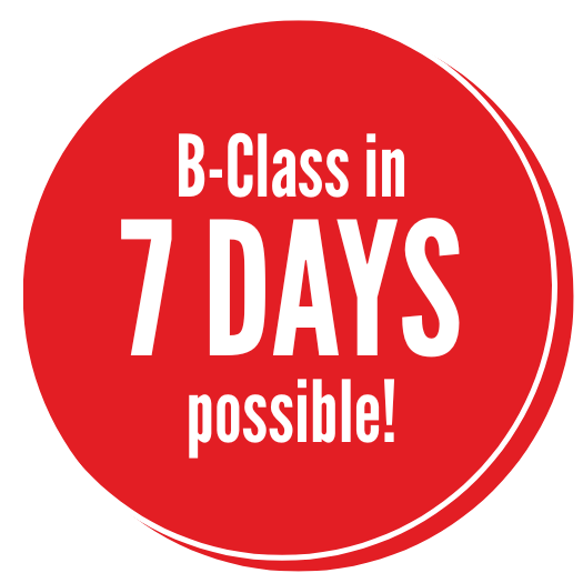 Intensive car class B driving license course in 7 days